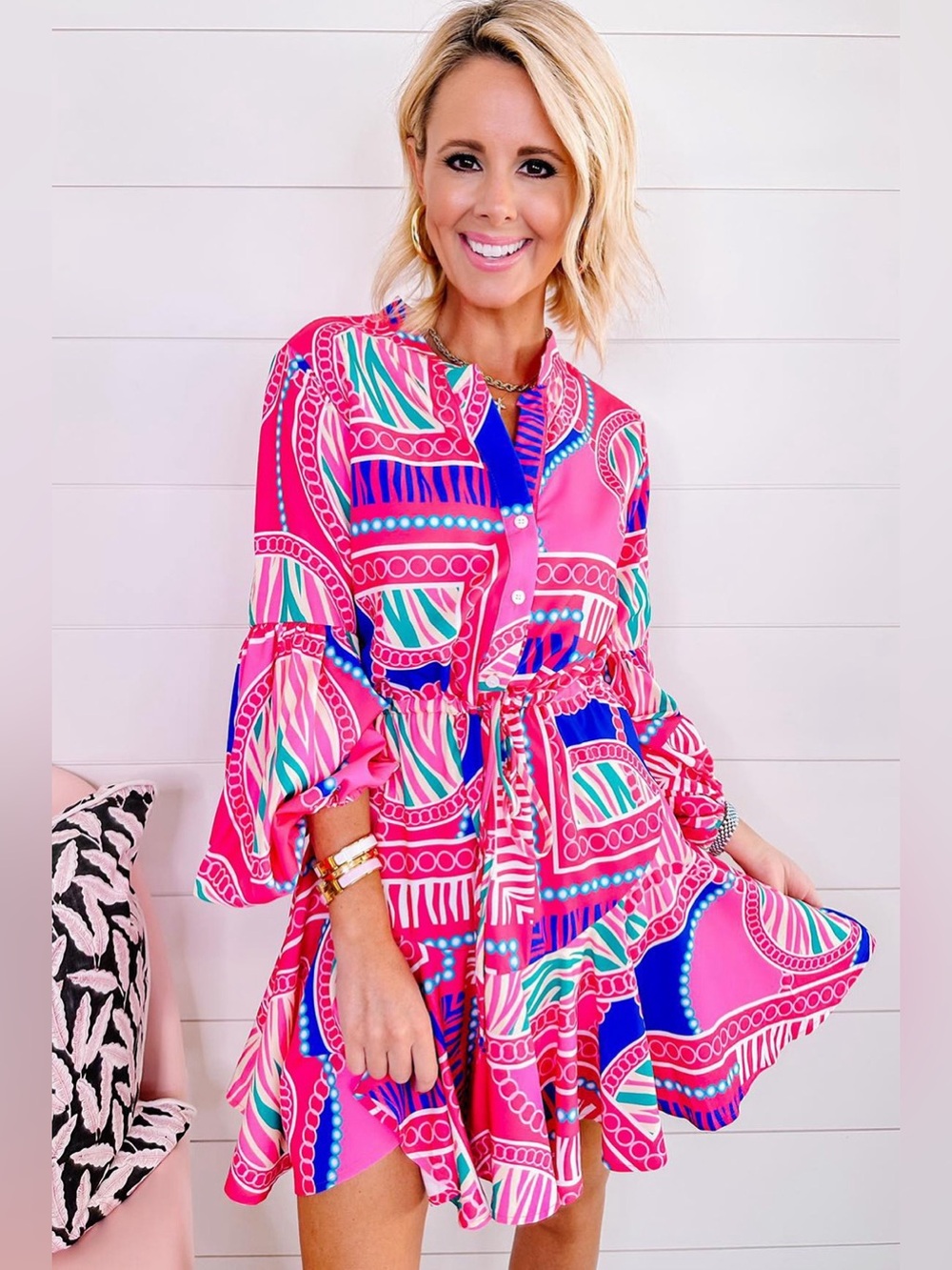 #2: NWT Pink Geometric Print Mini Dress